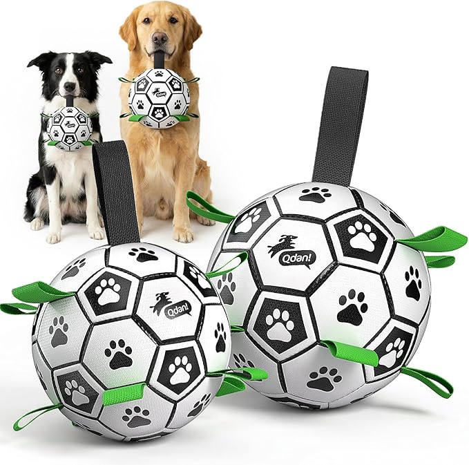 QDAN 2 PCS Dog Toys Soccer Ball Set by QDAN