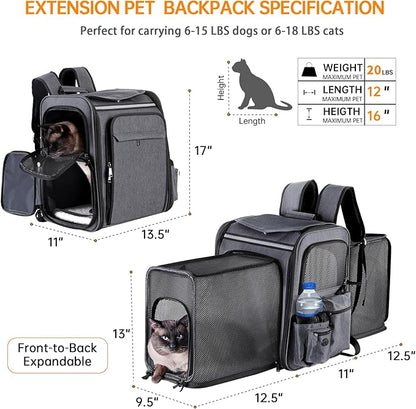 Cat Backpack Carrier, Double Side Expandable Cat Carrier Backpack, Dog Carrier - Image 2