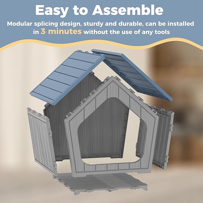 Dog House Indoor Outdoor Cat House Animal Shelter Water Resistant Easy Assembly - Image 5