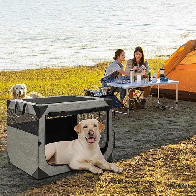 36 Inch Portable Travel Dog Crate, 3 Door Collapsible Soft Pet Kennel - Image 6