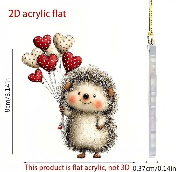 9 Pcs Valentines Day Tree Ornaments Romantic Cute Animal Hedgehog Penguin Take - Image 7