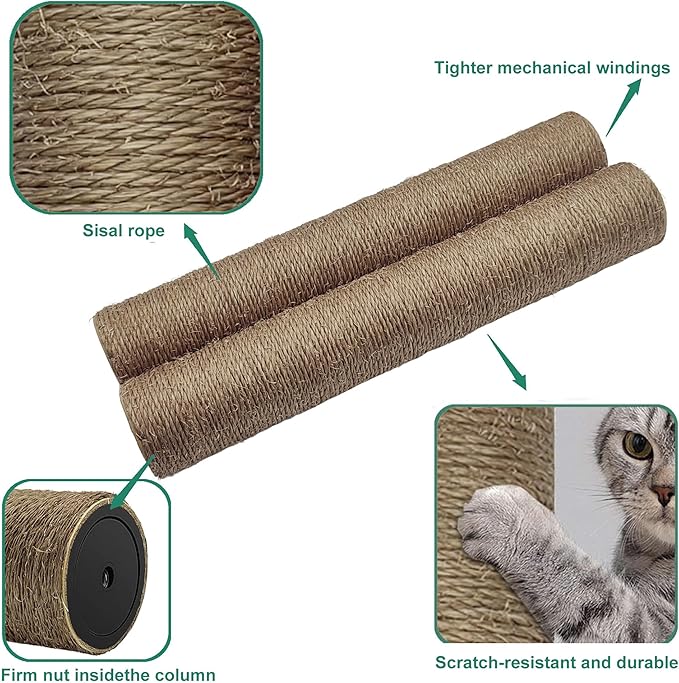 Cat Scratching Post Replacement Pole, Natural Sisal Cat Tree Replacement Parts - Image 3