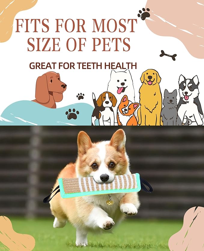 Clysoru Squeaky Tug Toy for Dogs Jute - Image 4