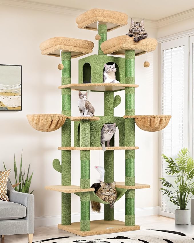 Globlazer Big Cactus Cat Tower for Indoor Cats, 80inch Cat Tower for Multiple by Globlazer