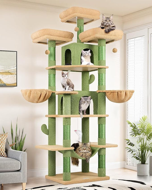 Globlazer Big Cactus Cat Tower for Indoor Cats, 80inch Cat Tower for Multiple by Globlazer