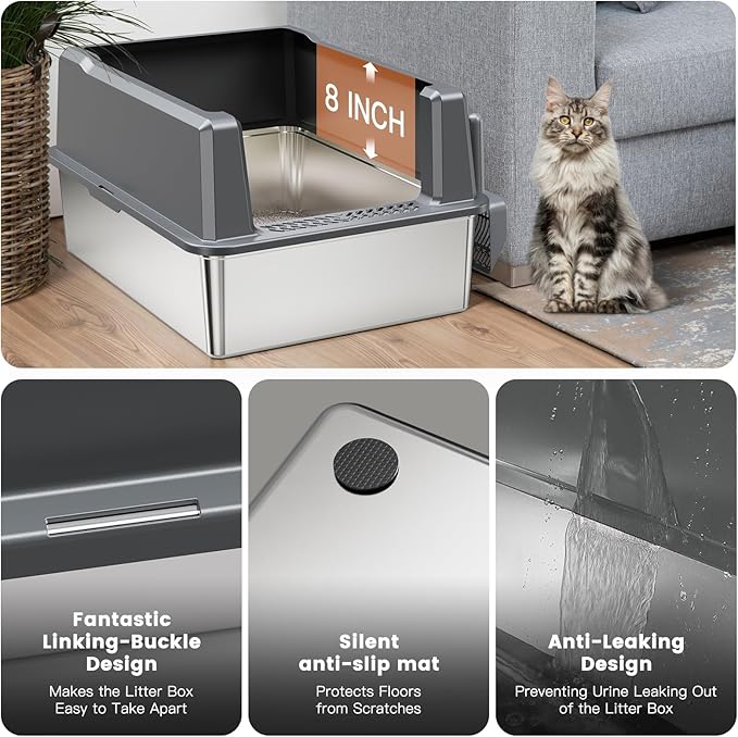 WoofiGo XXL Stainless Steel Cat Litter Box - Image 6