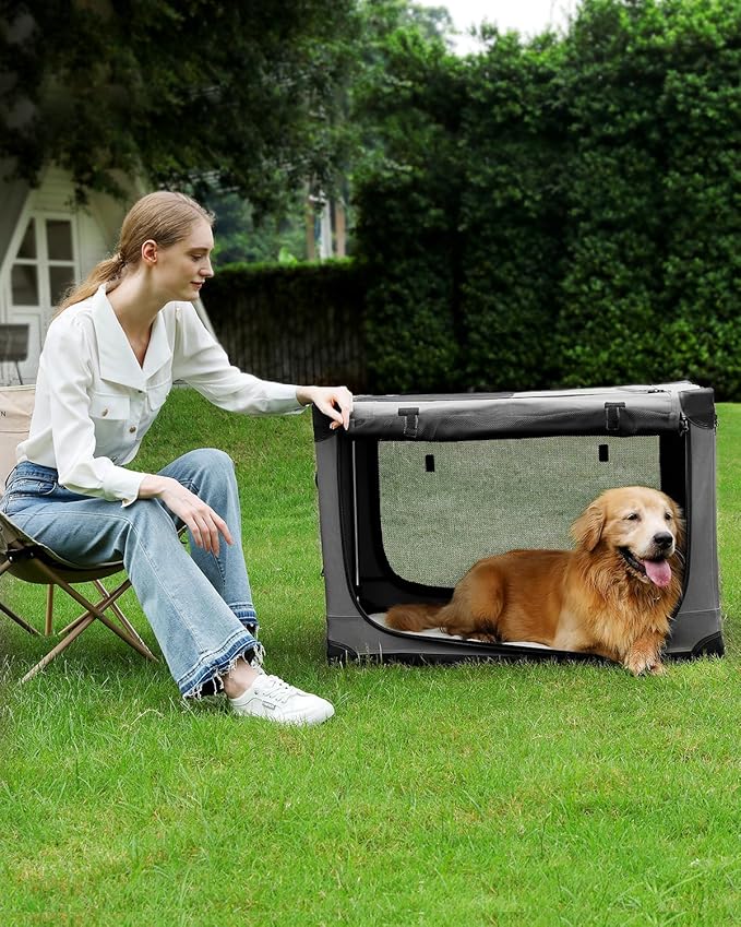 Veraste 30" L x 21" W x 21" H Collapsible Travel Dog Crate, Portable Soft Dog - Image 3