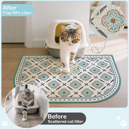 Glittme 33"X22" Arch Shape Cat Litter Mat Trapping Pad Soft Loop-Mesh Litter - Image 2