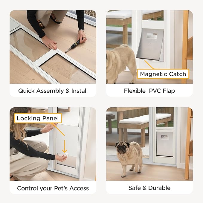 Hakuna Pets White Glass Patio Pet Door - Image 7