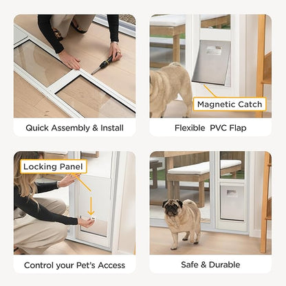 Hakuna Pets White Glass Patio Pet Door - Image 7