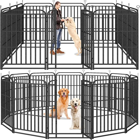 Kfvigoho Heavy Duty Dog Playpen: 12 Steel Panels 47" Height, Square Steel Pipe by Committedtobetterpetlife