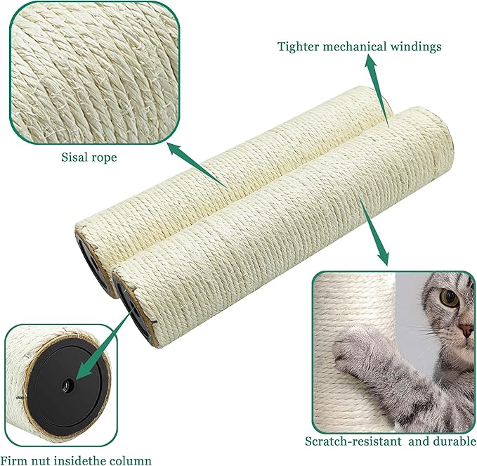 Cat Scratching Post Replacement Pole, Natural Sisal Cat Tree Replacement Parts - Image 4