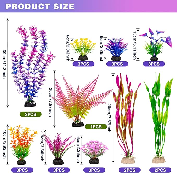 Ameliade 25pcs Fish Tank Artificial Plastic Plants Decorations Large Aquarium - Image 2