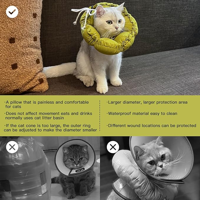 H HIDREAM Soft Cat Cone Collar， Cute Adjustable Cat Recovery Collar，Elizabethan - Image 6