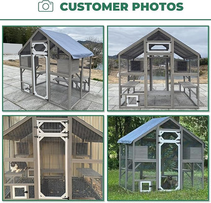 71" H Catio Outdoor Cat Enclosure Weatherproof, Large Walk-in Cat House - Image 4