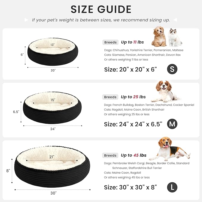 Love's cabin Round Donut Cat and Dog Cushion Bed, 24in Pet Bed - Image 4