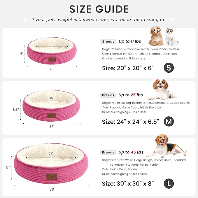 Love's cabin Round Donut Cat and Dog Cushion Bed, 20in Pet Bed - Image 4
