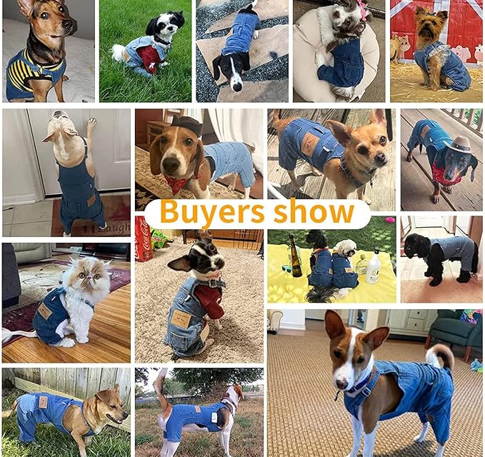 Dog Shirts Clothes Denim Overalls, Pet Jeans Onesies Apparel, Puppy Jean Jacket - Image 2