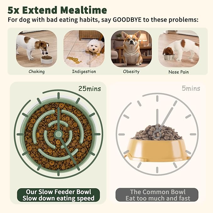 Elevated Slow Feeder Dog Bowl Large Breed, 8.8 Inch Ceramic Slow Eating Bowl - Image 5