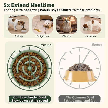 Elevated Slow Feeder Dog Bowl Large Breed, 8.8 Inch Ceramic Slow Eating Bowl - Image 5