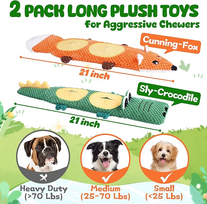 XIUGOAL Dog Toys for Aggressive Chewers, 2 Pack No Stuffing Dog Toys for - Image 2