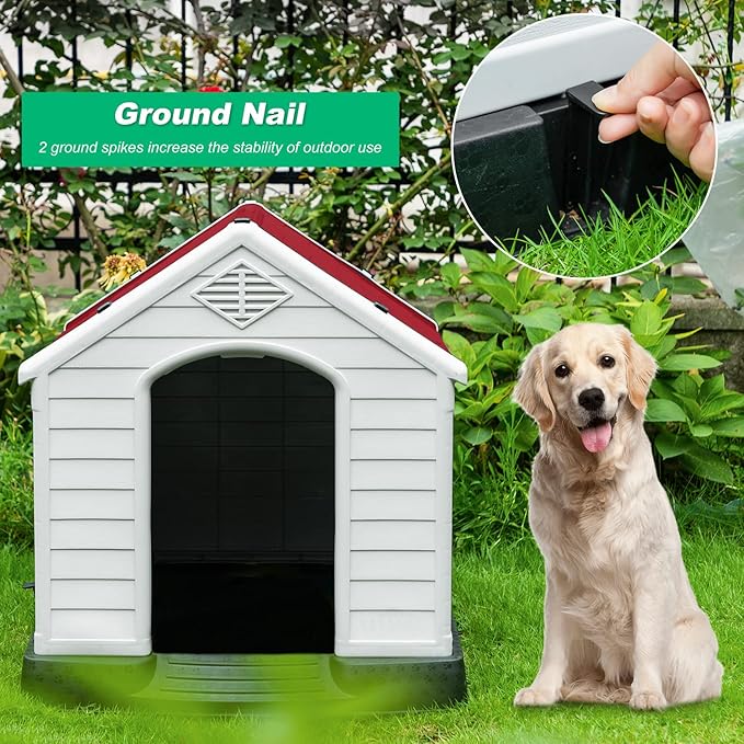FDW Dog House Indoor Outdoor Durable Ventilate Waterproof Pet Plastic Dog House - Image 3