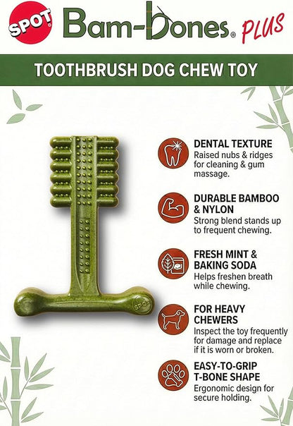 SPOT Bam-Bones Plus Toothbrush Dog Chew Toy - Image 2
