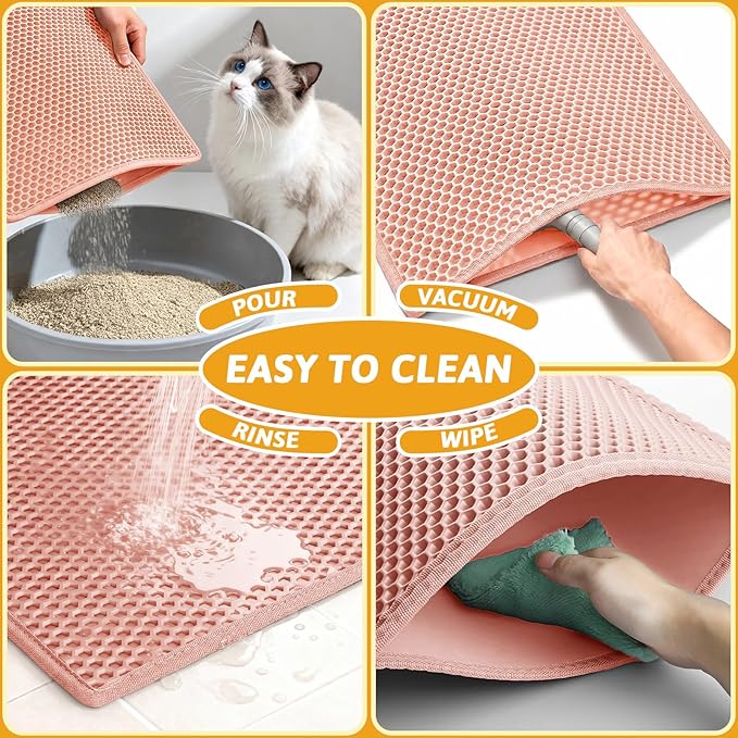 Pieviev Cat Litter Mat Double Layer Waterproof Urine Proof Trapping Mat 1 Pack) - Image 6