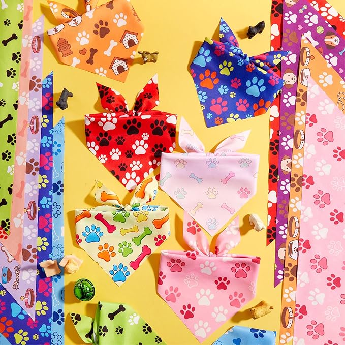 50 Pcs Paw Prints Dog Bandanas Bulk Bone Bandanas - Image 5