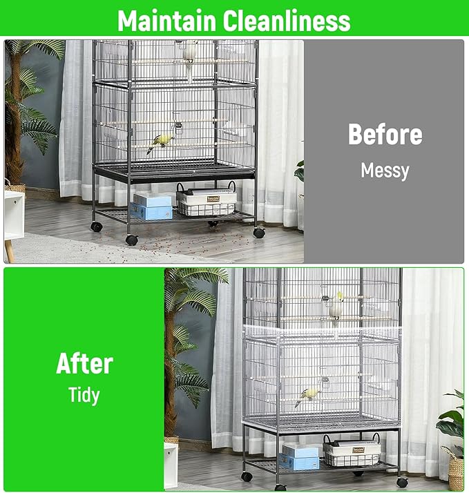 2 Pcs Bird Cage Seed Catcher, Bird Cage Net Cover Seed Catcher Guard Nylon Net - Image 4