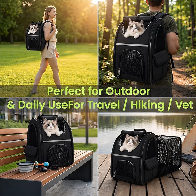 Expandable Cat Backpack Carrier Airline Approved Pet Travel Backpack - Image 7