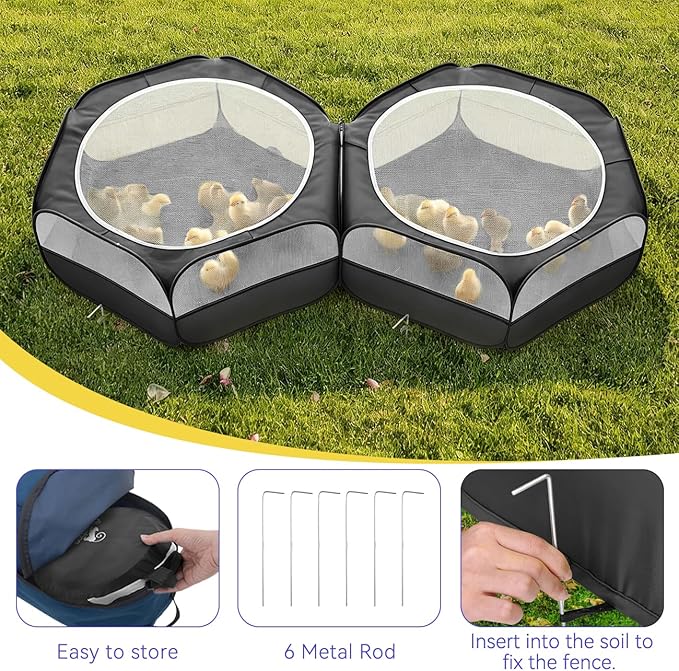 Pawaboo Small Animals Playpen, Portable Chicken Coop Run Large Chick Brooder - Image 4