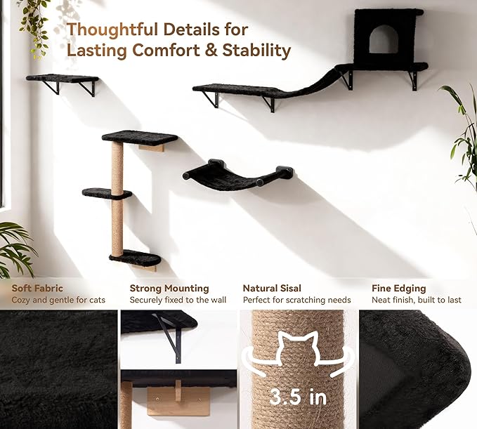 Wall Mounted Cat Furniture Set of 4 – 4 in 1 Cat Wall Shelves - Image 4