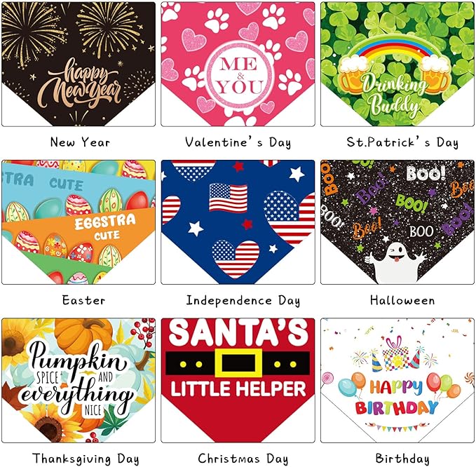 Weewooday 9 Pcs Holiday Dog Bandanas Memory Day Bandanas Patriotic Seasonal - Image 3