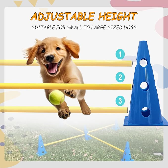 Dog Agility Hurdle Cone Set, Dog Agility Backyard Set Include Height cossbar - Image 5