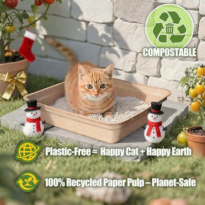 Disposable Litter Boxes for Cats Large: 6-Pack Leak-Proof Sustainable for - Image 2