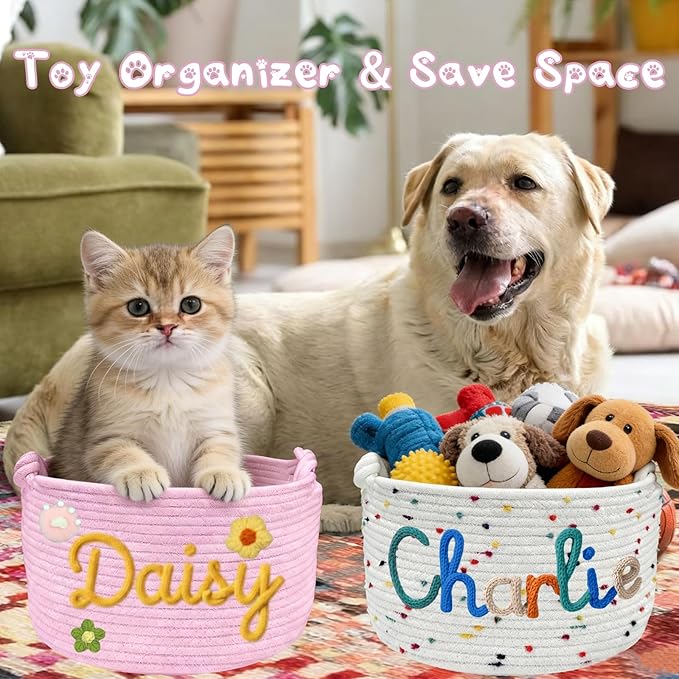 Personalized Dog Cat Toy Storage Basket Bin - Image 3