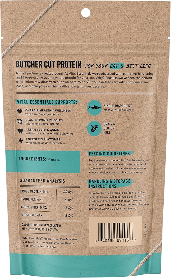 Vital Essentials Freeze Dried Minnows Cat Treats | Single Ingredient | Premium - Image 2