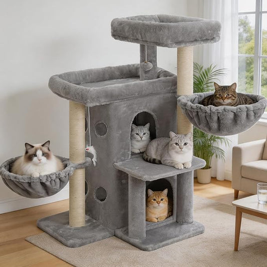 Heybly Cat Tree with Reinforced Big Base, 41.3-Inch Sturdy Cat Tower by HEYBLY