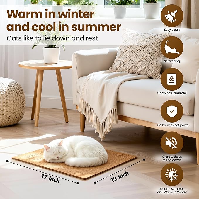 Natural Cork Cat Scratcher Art 3pcs-Cat Scratching-Cat Scratch Mats-Art - Image 3