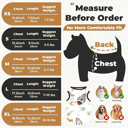 PETCARE Cartoon Dog Shirts for Small Dogs Cute Dog Clothes Brown Spaceship - Image 2