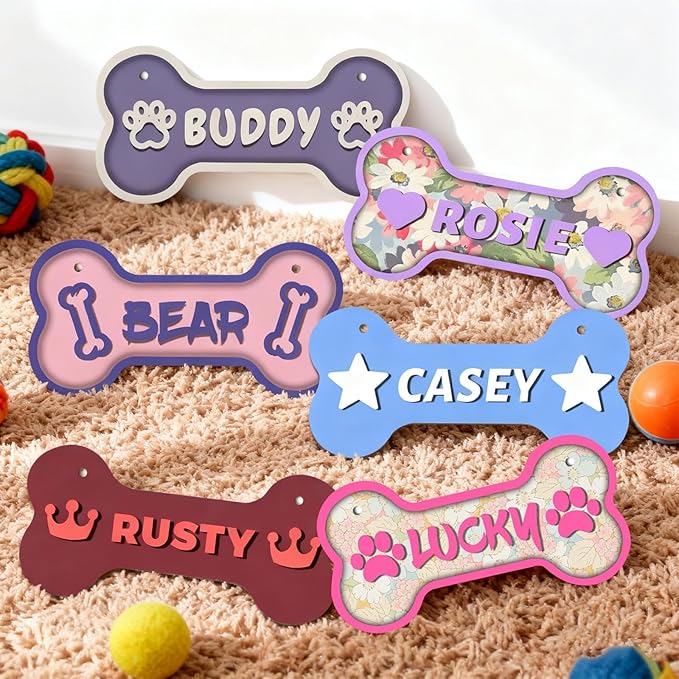 Personalized Dog Bone Name Sign, Custom Kennel Accessories, Dog Wall Decor - Image 4