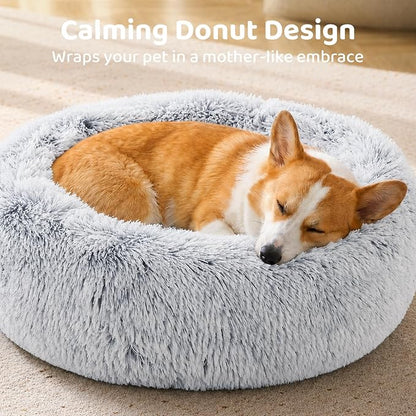 JOLLYVOGUE Dog Bed, Calming Anti-Anxiety Large Dog Bed, Fluffy Donut Cushion - Image 2