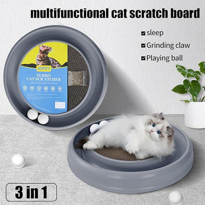 Cat Scratcher Toy Ball Track for Indoor Cats, Round Interactive Scratching - Image 2
