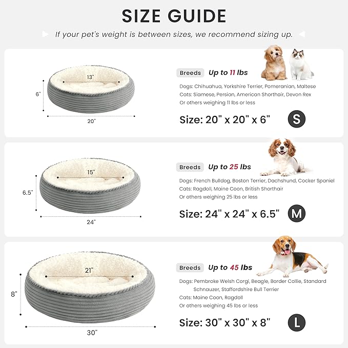 Love's cabin Round Donut Cat and Dog Cushion Bed, 24in Pet Bed - Image 4