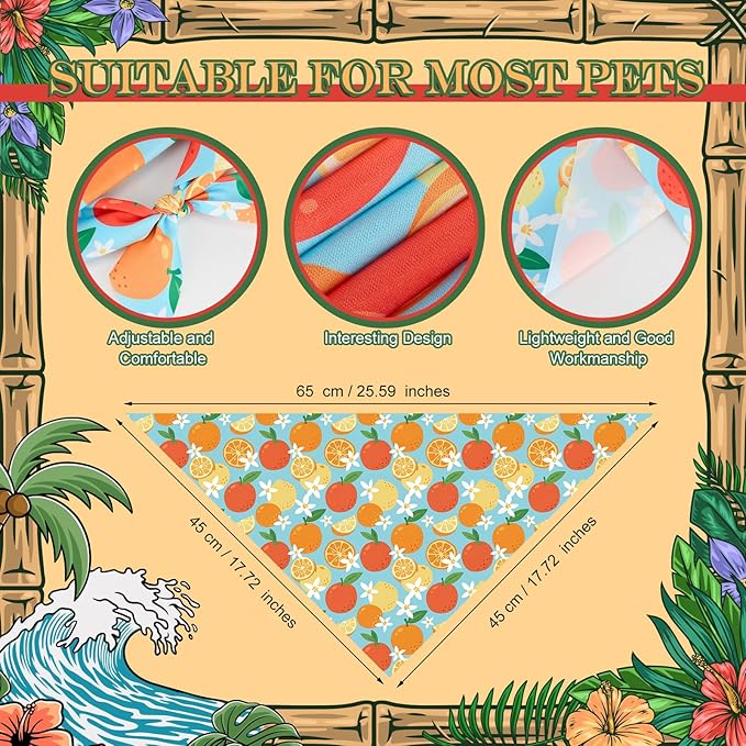 50 Pcs Summer Theme Dog Bandanas Bulk Tropical Bandanas - Image 3