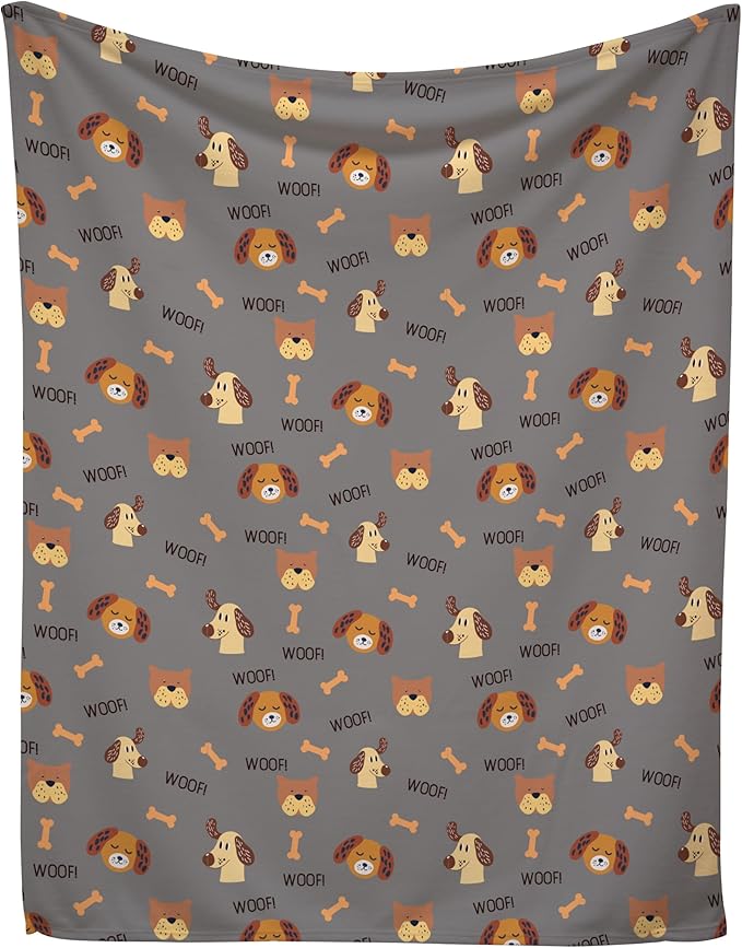 Grey Woof Fleece Pet Lightweight Blanket by KarismaDecor
