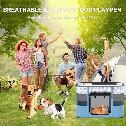Portable Pet Playpen Cat Cages Indoor， 35.4" L x 27.6" W x 23.6" H Collapsible - Image 2