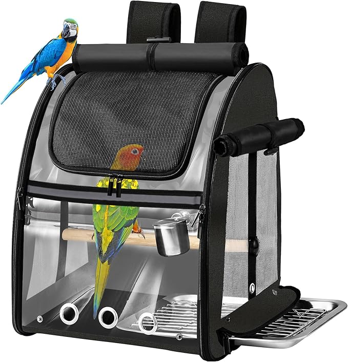Bird Carrier Bag with Indestructible Stainless Steel Mesh, Bird Travel Cage by Suertree