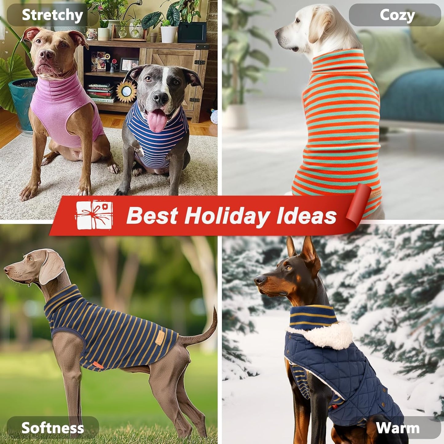 KYEESE 2Pack Dog Sweater Stretchy Dog Sweaters for Large Dogs Pullover Dogs Clothes Soft Pets Sweatshirt Turtleneck Pet Coats Pet Coats for Large Pets